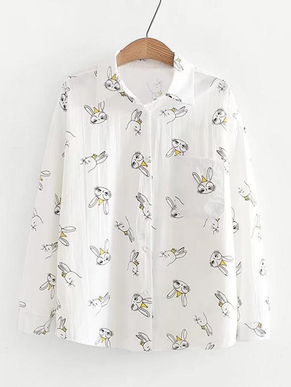 Romwe Cartoon Print Shirt