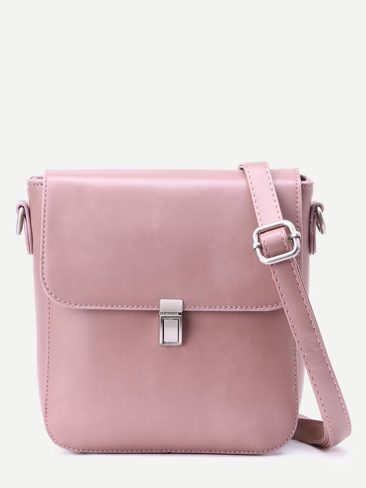 Romwe Pink Faux Leather Messenger Bag