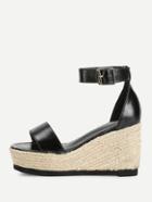 Romwe Ankle Strap Espadrille Wedges