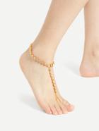 Romwe Rhinestone Embellished Chain Anklet With Toe Ring