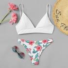 Romwe Mix And Match Floral Bikini Set