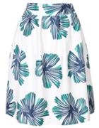 Romwe Green Floral Midi Skirt