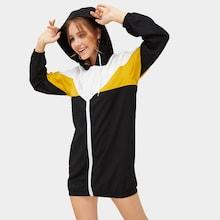 Romwe Cut & Sew Zip Up Hoodie Sweatshirt Dress