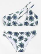Romwe Flower Print One Shoulder Bikini Set