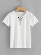Romwe Cut Out Neck Ring Detail Tee
