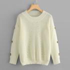 Romwe Cut Out Button Detail Sweater