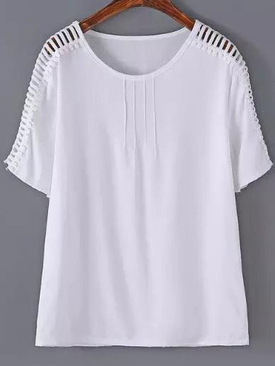 Romwe Short Sleeve Hollow Top