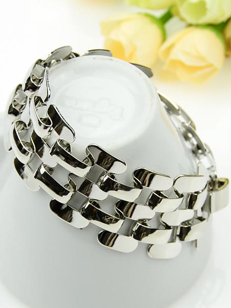 Romwe Silver Hollow Chain Bracelet