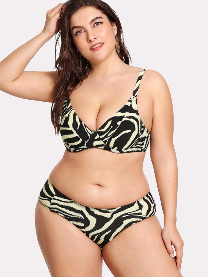 Romwe Animal Print Knot Bikini Set