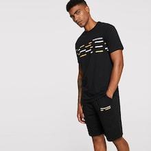 Romwe Guys Letter Print Tee & Sweat Shorts Pj Set