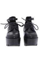 Romwe Self-tie Shoelace Platform Black Shoes