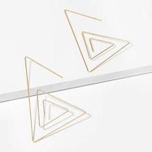 Romwe Hollow Triangle Layered Drop Earrings