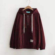 Romwe Plus Quarter Zip Drawstring Detail Hooded Jacket