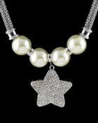 Romwe Silver Diamond Bead Star Necklace