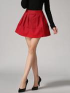 Romwe Zipper A-line Red Skirt
