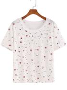 Romwe Stars Print Ripped T-shirt