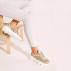 Romwe Metallic Lace-up Front Mesh Trainers