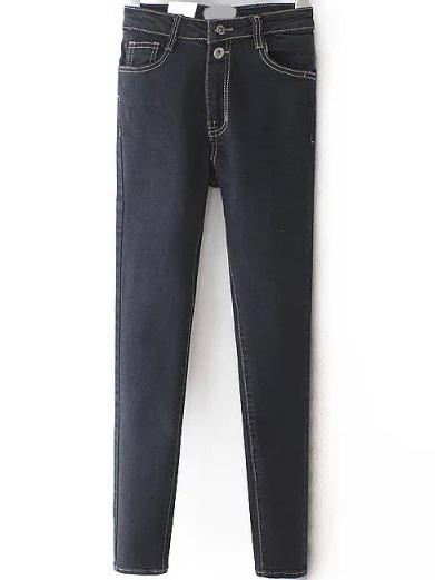 Romwe High Waist Denim Black Pant