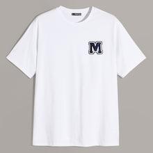 Romwe Guys Letter Patched Detail Tee
