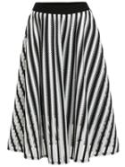 Romwe Contrast Vertical Striped Mesh Skirt