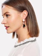 Romwe Two Tone Faux Pearl Decorated Drop Earrings