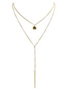 Romwe Punk Style Multilayers Long Chain Pendant Gold Plated Necklace