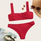 Romwe Square Neck Top With Low Rise Bikini