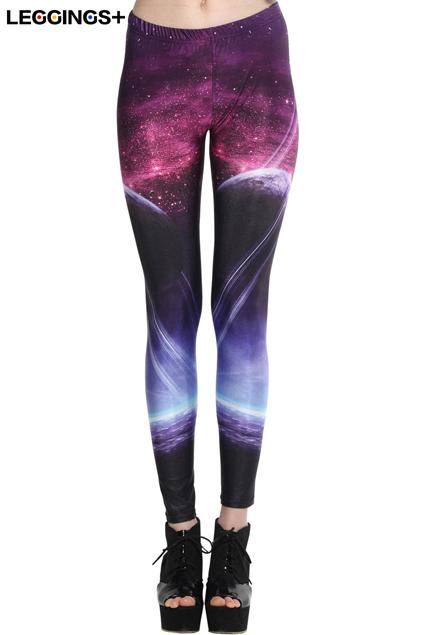 Romwe Mysterious Galaxy Print Purple Leggings