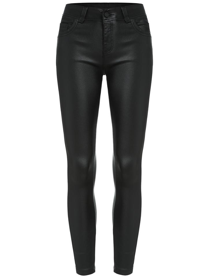 Romwe Pockets Slim Pu Pant