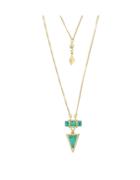 Romwe Green Two Layers Turquoise Pendant Necklace