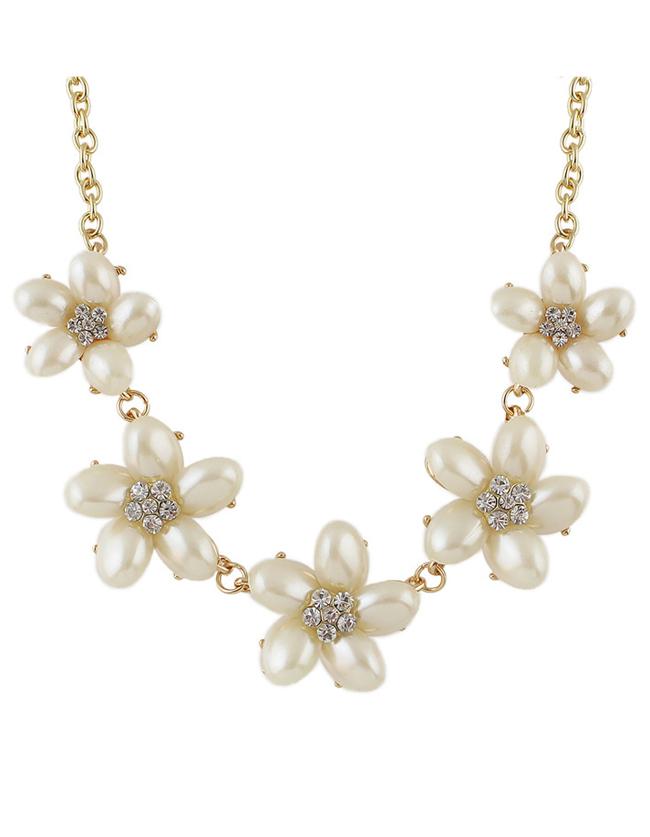 Romwe Pearl Flower Women Necklace