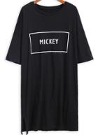 Romwe Mickey Print With Split T-shirt