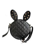 Romwe Ears With Rivets Embellished Black Bag