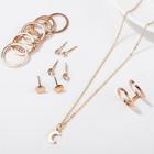 Romwe Moon Pendant Necklace 1pc & Earrings 3pairs & Ring 8pcs