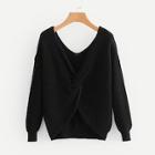 Romwe Drop Shoulder Twist Detail Jumper