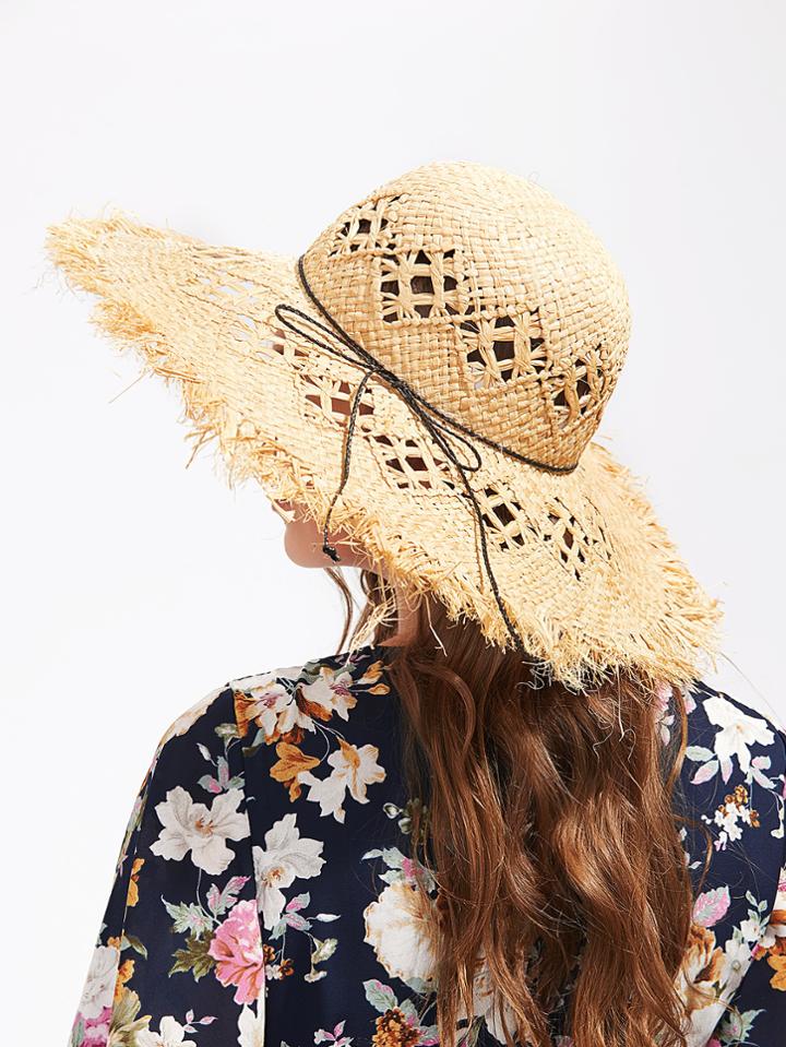 Romwe Straw Floppy Beach Hat