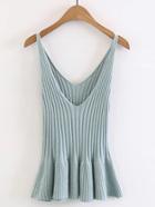 Romwe Ruffle Hem Ribbed Sweater Vest