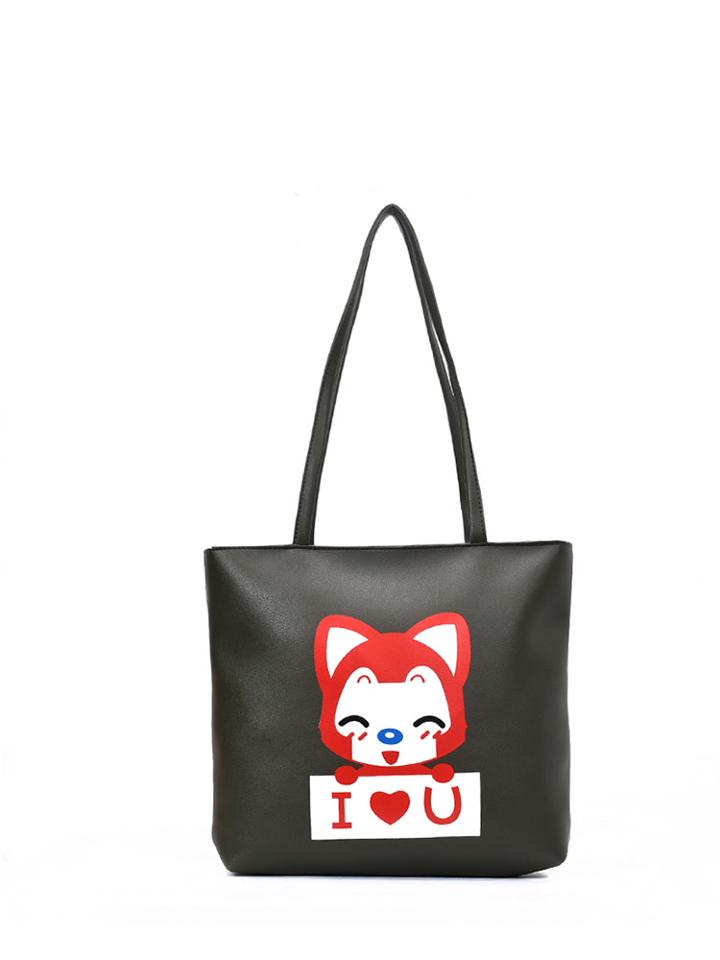 Romwe Animal Print Pu Tote Bag
