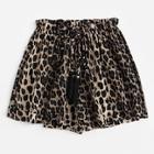 Romwe Plus Cheetah Print Drawstring Shorts