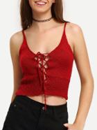 Romwe Lace Up Sweater Cami Top