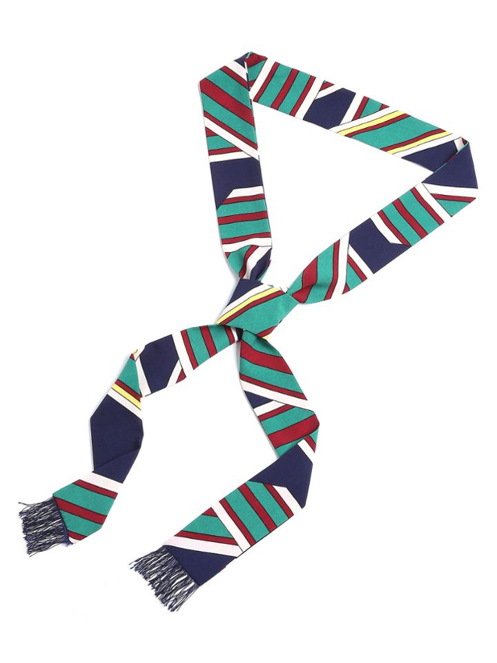 Romwe Geometric Print Fringe Detail Skinny Scarf