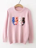 Romwe Pom Pom Detail Cat Sweater