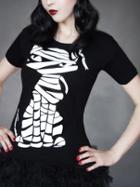 Romwe Black Cat Mummy Print T-shirt
