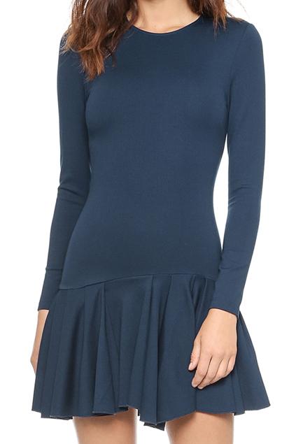 Romwe Flouncing Hem Slim Navy-blue Dress