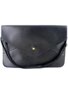 Romwe Black Zipper Envelope Clutch Bag