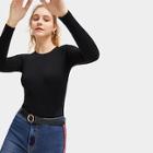 Romwe Solid Skinny Ribbed Jumper