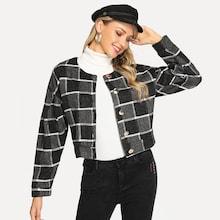 Romwe Drop Shoulder Plaid Coat