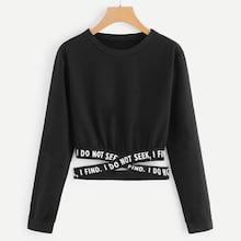 Romwe Taped Branded Trims Sweatshirt