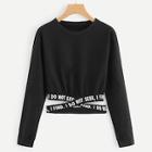 Romwe Taped Branded Trims Sweatshirt