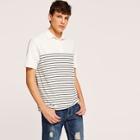 Romwe Guys Buttoned Front Striped Polo Shirt